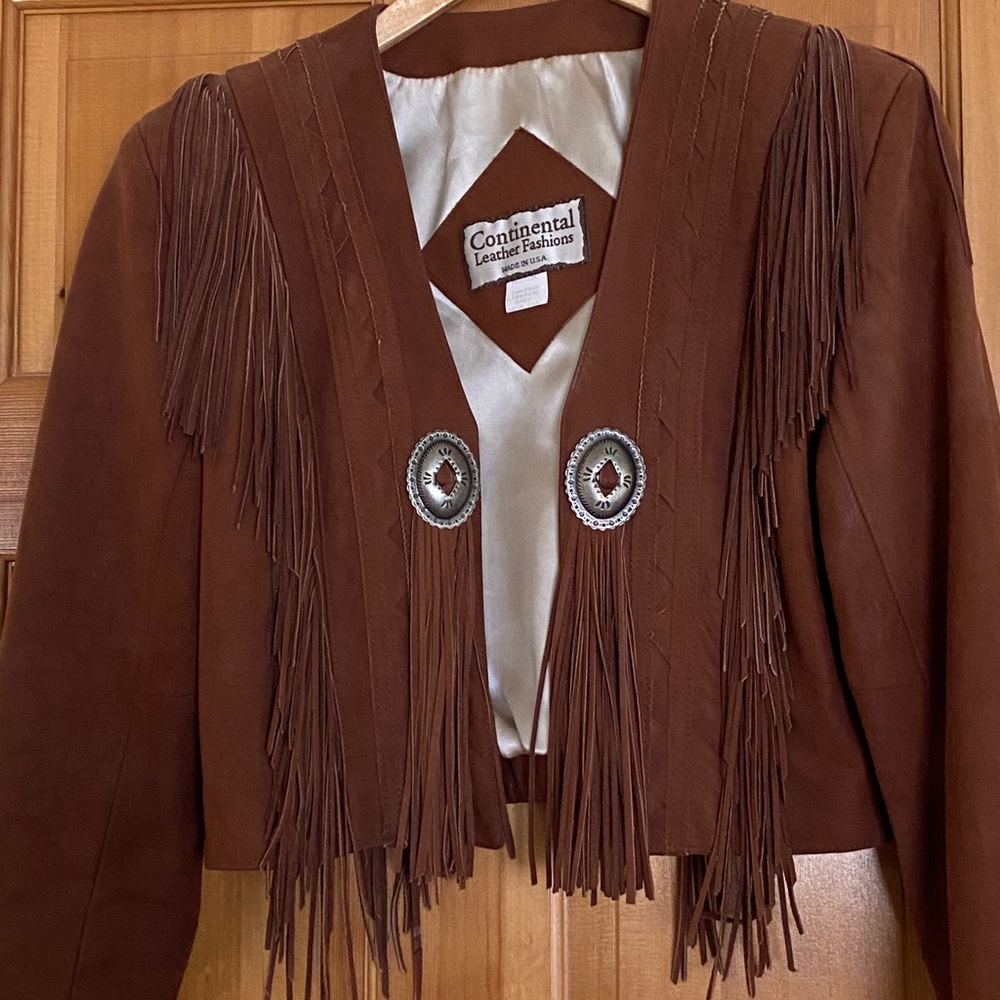 Leather fringe jacket